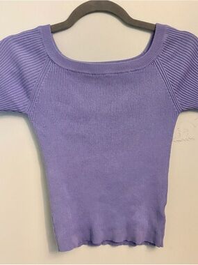 art class Lavender Ribbed Short Sleeve Sweater Top